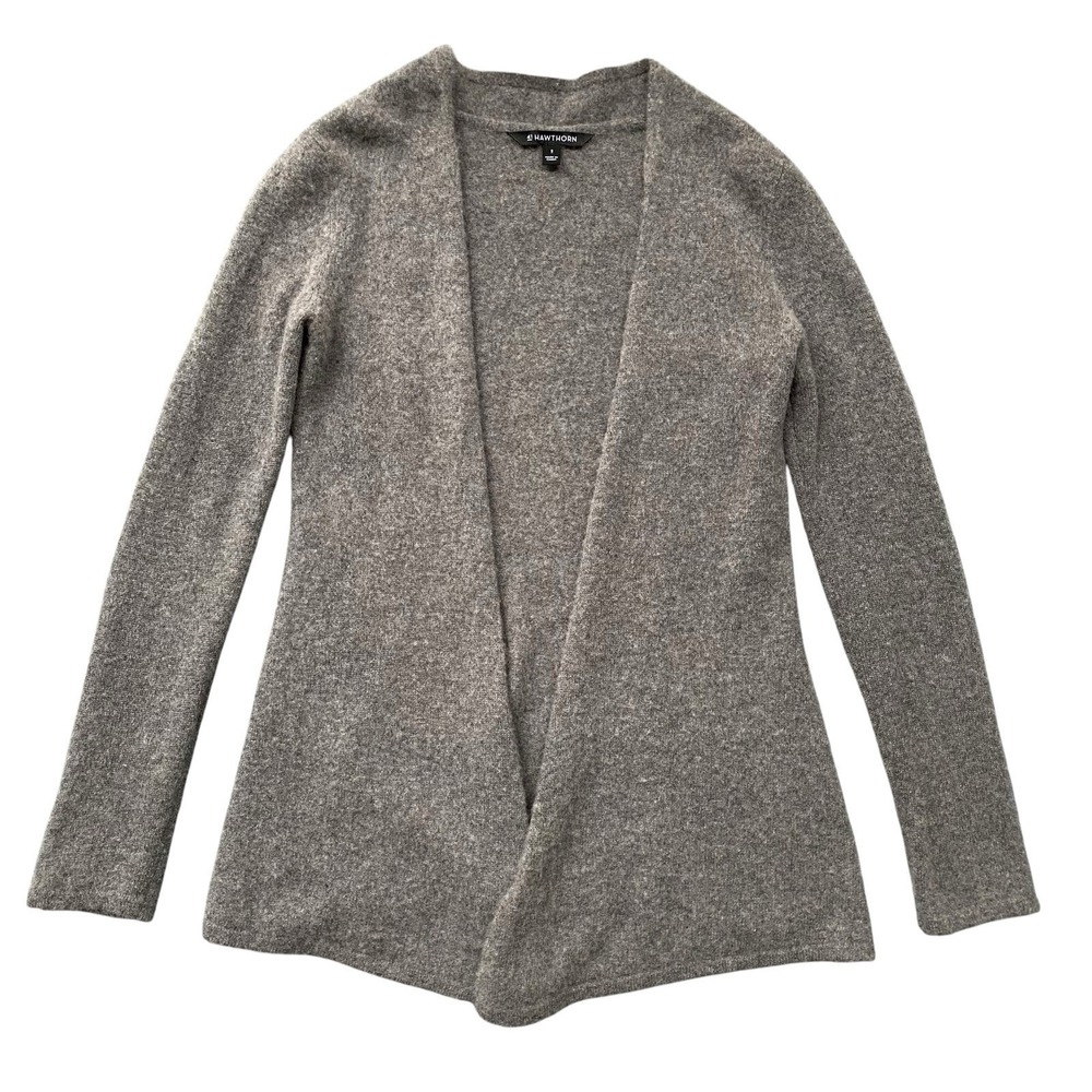 41 Hawthorn Cashmere Cardigan Sz M Gray Open Front Relaxed Old Money Minimalist